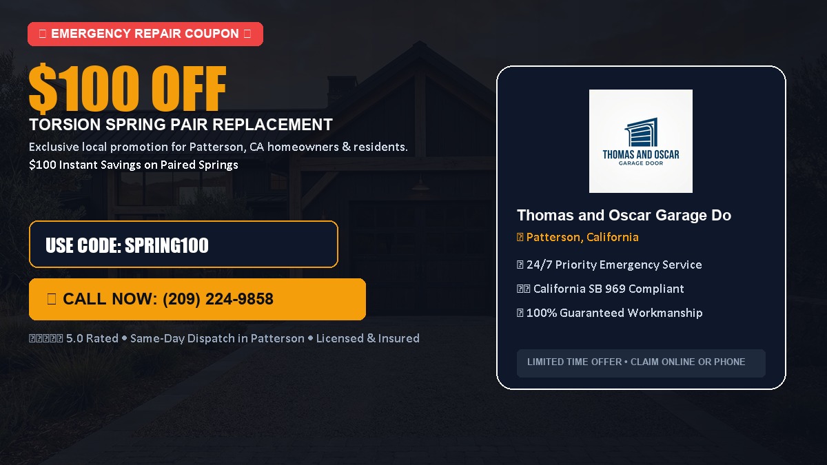 $100 OFF Heavy-Duty Torsion Spring Pair Replacement in Patterson, CA